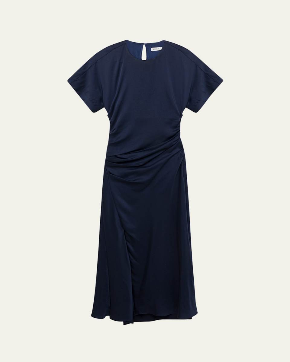 Marabella Draped Short-Sleeve Midi Dress